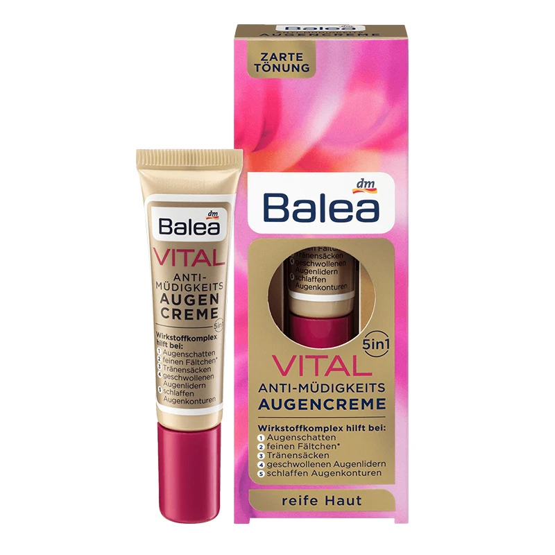 

Germany Balea Vital Baobab 5in1 Anti Fatigue Aging Eye Cream Treatment for Reduce Dark Circle Puffiness Softens Swollen Eyelids