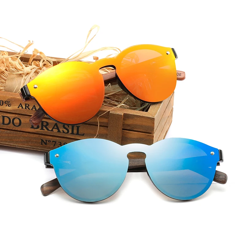 Круглые деревянные солнцезащитные очки без оправы для женщин и мужчин
