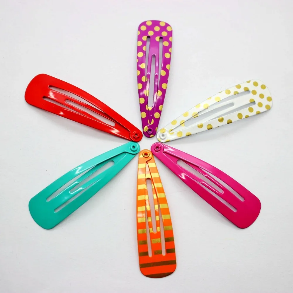 Однотонные заколки для волос 12 шт./лот с принтом в полоску металлическая заколка