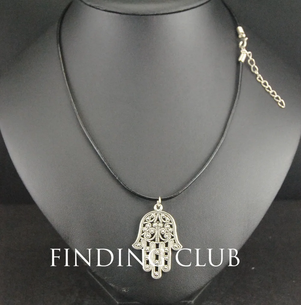 Новая мода филигрань Хамса Фатима рука сглаза кулон регулируемый кожаный шнур