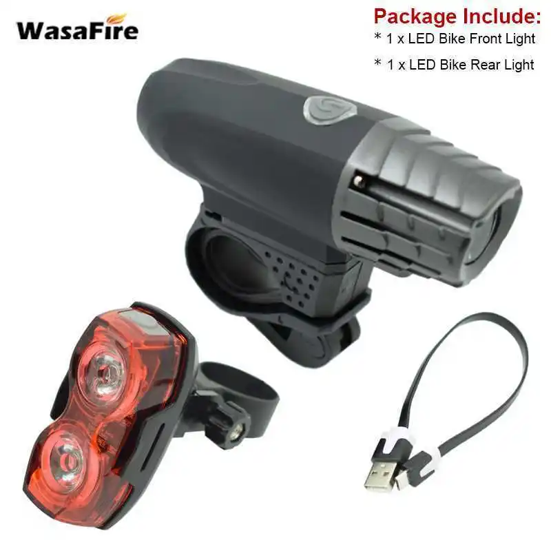 Светодиодная велосипедная фара WasaFire перезаряжаемая через USB передняя для
