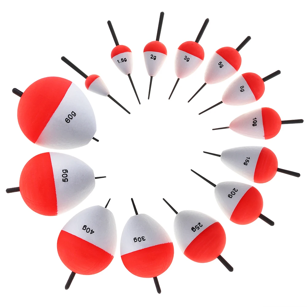 14pcs/lot Durable EPS Foam Hard Fishing Floats Ball with Bobber Buoys and Vertical Float for Sea | Спорт и развлечения