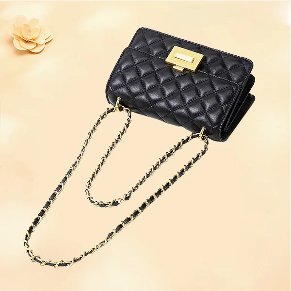 Black-Qulited NEVEROUT из натуральной кожи небольшие сумочки с клапаном для женщин высокое качество сумки-мессенджеры дамская сумка через плечо сумки Клатчи для девочек - Цвет: Black-Qulited