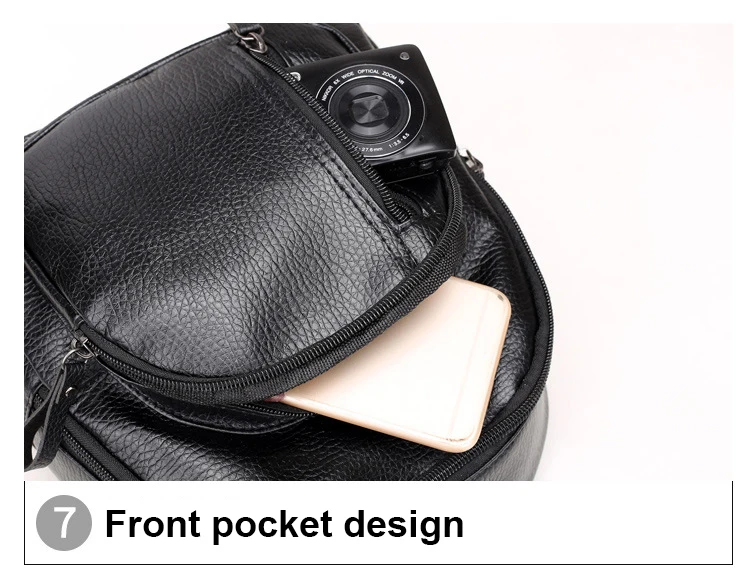 Женский рюкзак mochila mujer, кожаный маленький рюкзак, подростковые черные рюкзаки, Многофункциональный школьный рюкзак, повседневный рюкзак