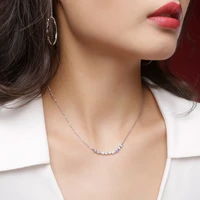 sa silverage 925 sterling silver bluewhite zirconia choker necklace for women 925 silver pendant chain necklaces 2019 new style