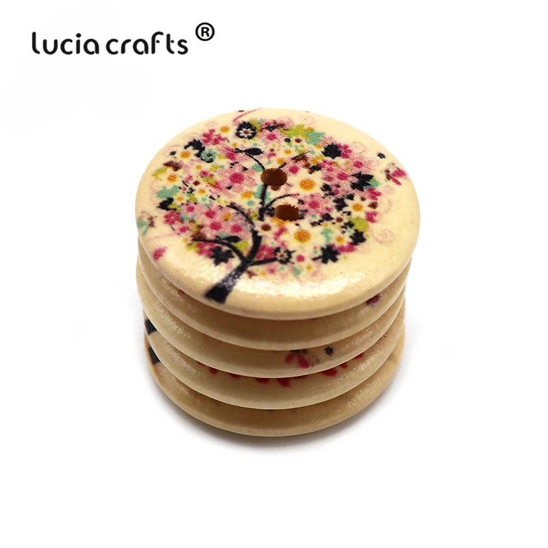 Lucia crafts 10 шт./лот 30 мм с 2 отверстиями Круглый с деревянными пуговицами, с рисунком дерева, скрапбукинг пуговиц для шитья DIY аксессуары для одежды E0113