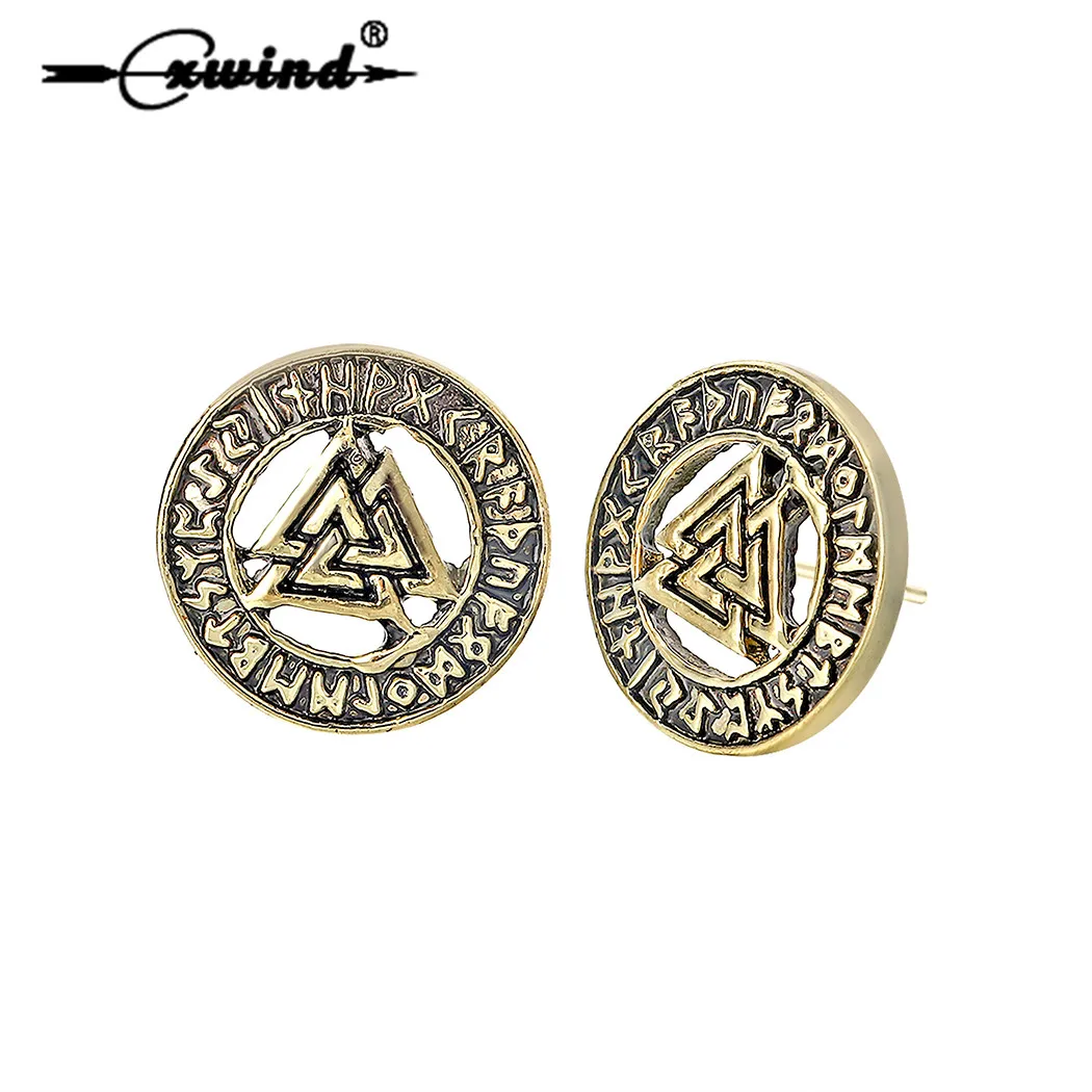 Серьги-гвоздики викингов Valknut руны символ Одина полые круглые славянские Ретро