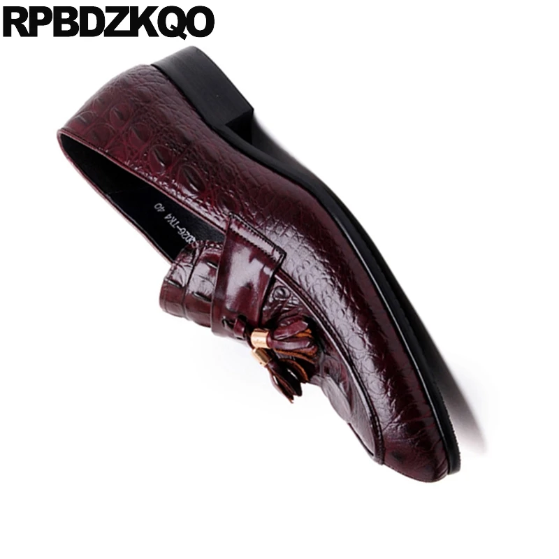 Мужские кожаные туфли ручной работы под змеиную кожу итальянские бордовые