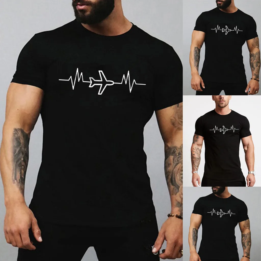 Летняя мужская брендовая одежда футболка с круглым вырезом и изображением