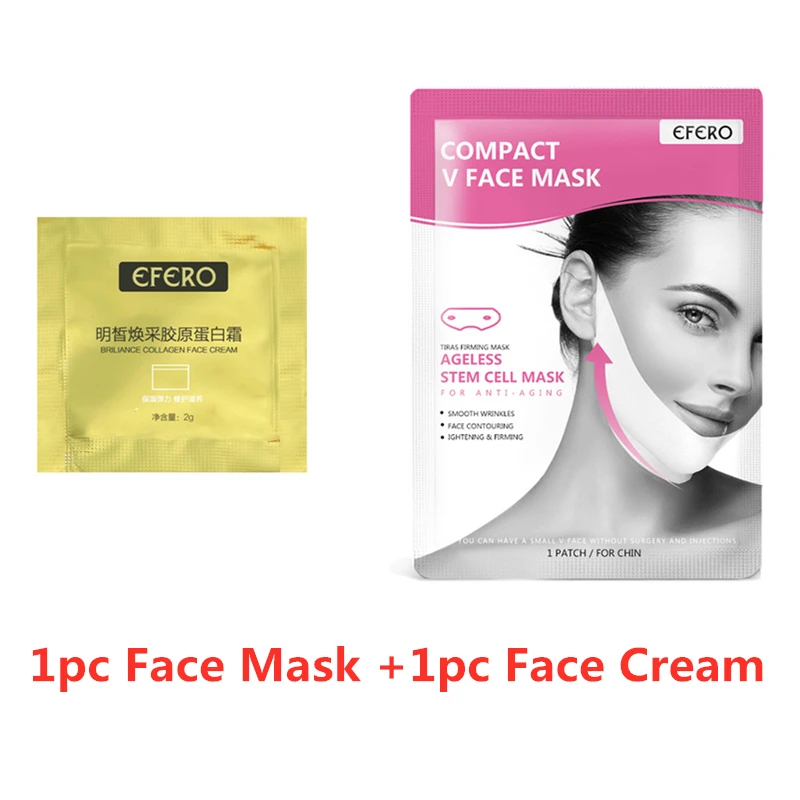 Mask and Cream EFERO 1 шт., лифтинг-маска для лица v-образной формы для похудения подбородка и шеи, маска для лифтинга лица, отшелушивающая маска для v-образной формы r, уход за кожей лица TSLM1 - Цвет: Mask and Cream