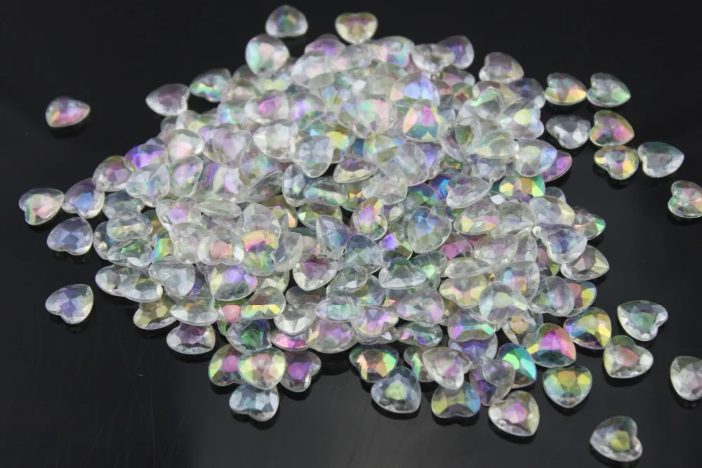 Бесплатная доставка! 2000 шт./лот 6 мм акриловая AB Радужная форма сердца