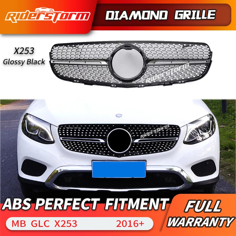 Для X253 Алмазная решетка передний гриль для GLC GLC200 GLC250 GLC300 Sport glC450 GLC63 ABS|Гоночные