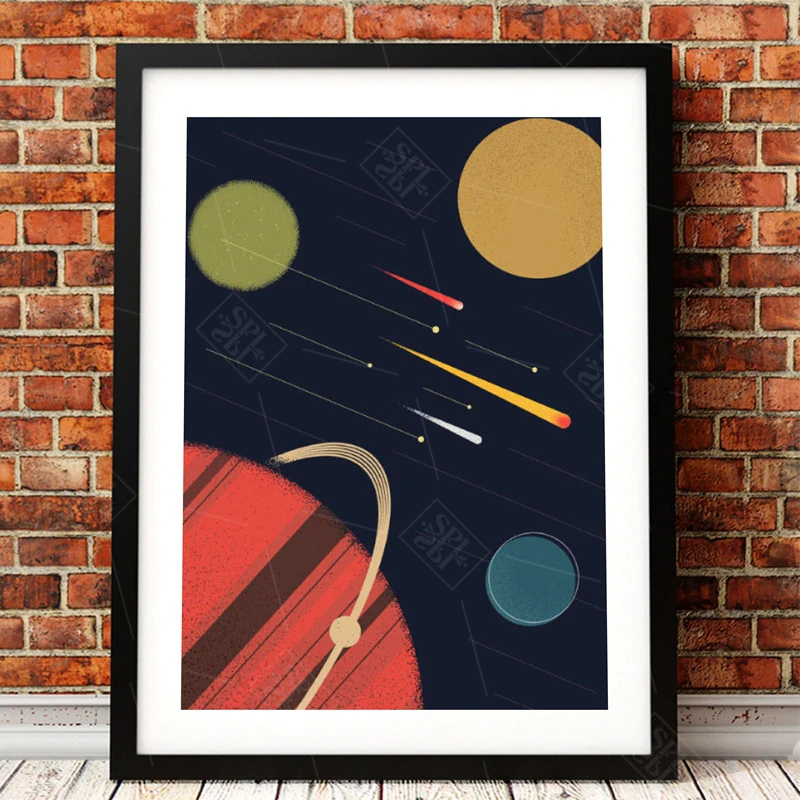 I Need More Space Science Cartoon A4 Art Canvas Painting Outer Planets Posters and Prints Kids Room Decor Wall Picture | Дом и сад