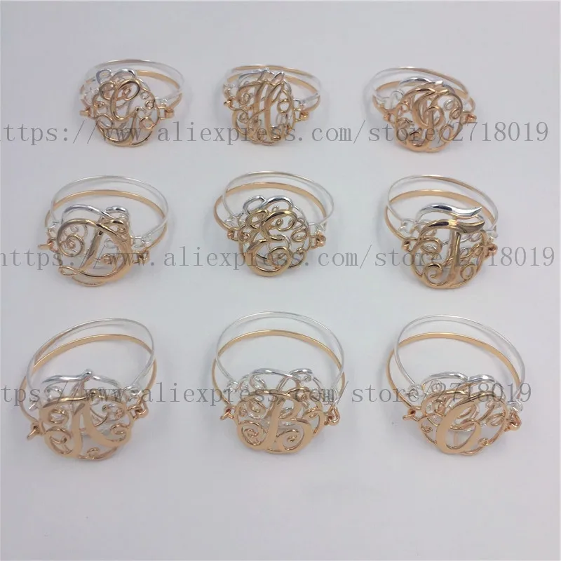 HOT monogram initial B bangle 26 initials letters top quality excellent finishing letter bracelets for women girl jewelry B00002 | Украшения