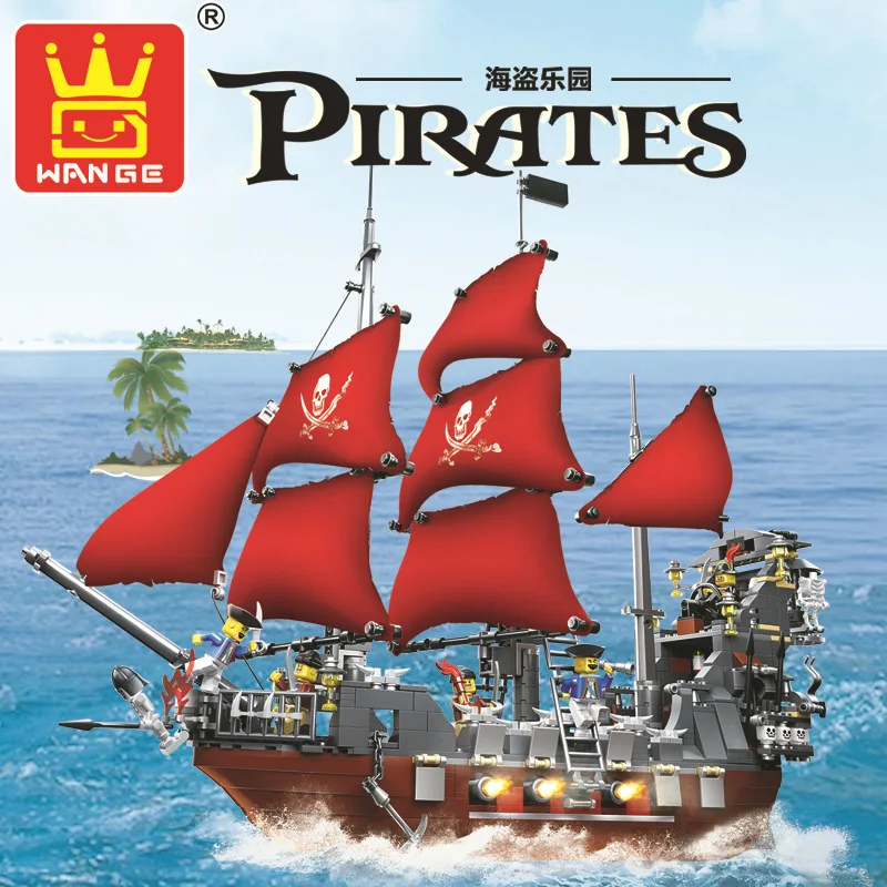 Модель Строительство комплекты Совместимость с lego city Пираты корабль king 3D блоки