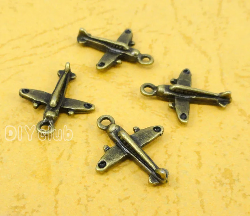 

80pcs-Antique Bronze Aircraft Charms Pendant, Airplane Charms 20x17mm