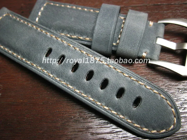 

Man 22 24mm Retro high quality Vintage Italy Calf Leather Crazy horse skin Watchband Replace for PAM 111 441 Pilot Watch Strap