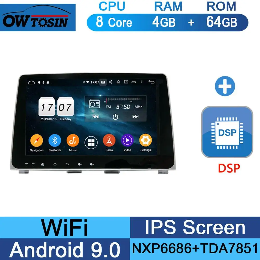 " ips Octa 8 ядерный 4 Гб ram+ 64 Гб rom Android 9,0 автомобильный DVD радио gps для hyundai Sonata DSP CarPlay Parrot BT стерео Adas - Цвет: 64G DSP