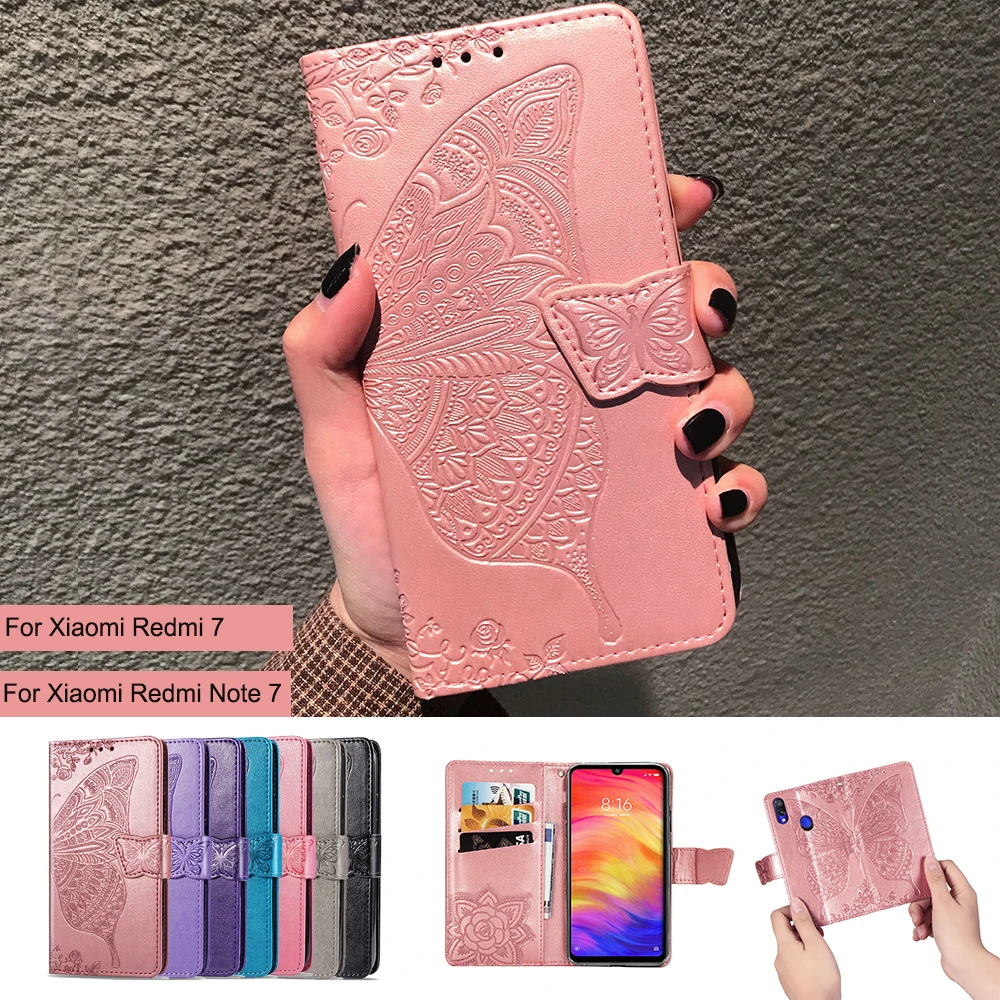 Флип-Чехлы с 3D бабочками для Xiaomi Redmi Note 7 чехол-бумажник кожаный чехол-книжка