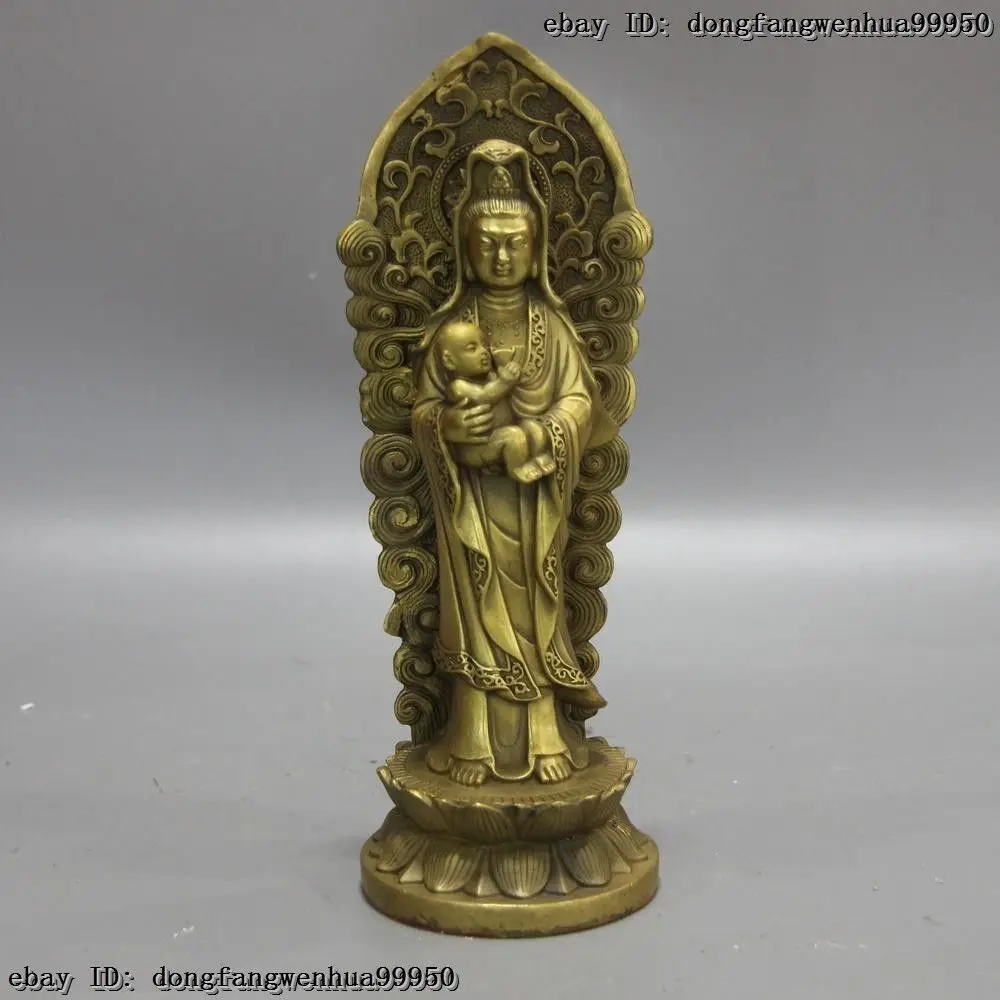 

Chinese Brass Copper Buddhism Songzi Boy Guanyin Kwan-yin Bodhisattva Statue