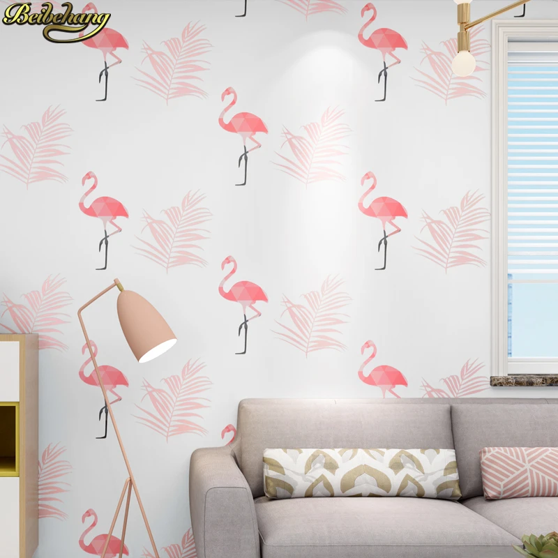 beibehang papel de parede Nordic style flamingo wallpaper bedroom 3d background wall papers home decor papier peint mural | Обустройство