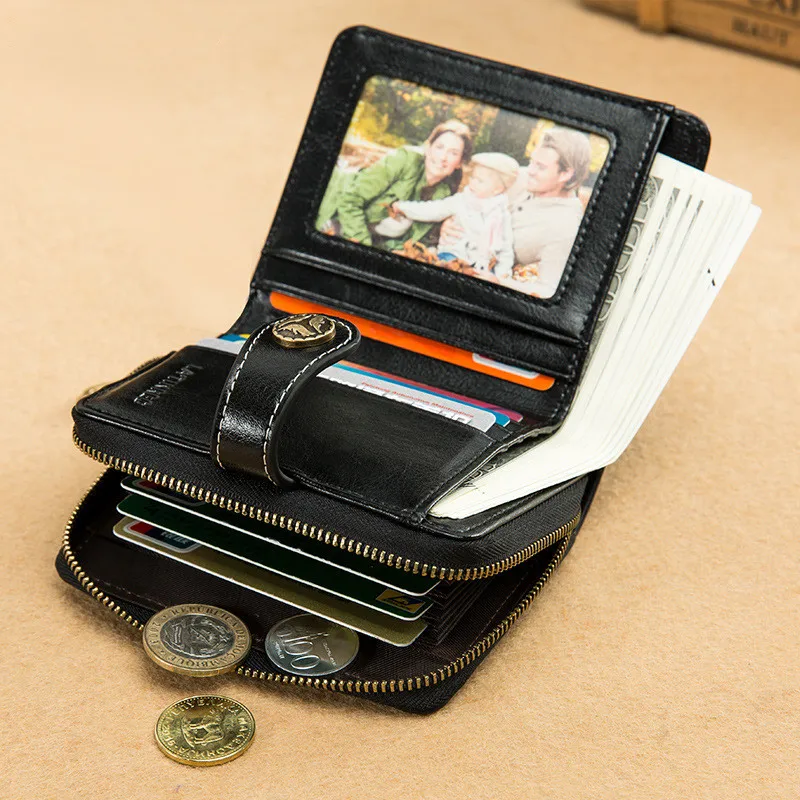 Модный женский кошелек из натуральной кожи короткий двойной держатель для