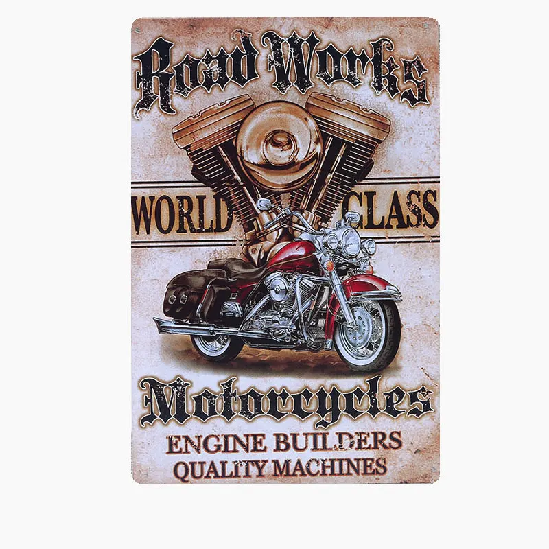 Road Works World классические мотоциклы украшение для стен металлические знаки