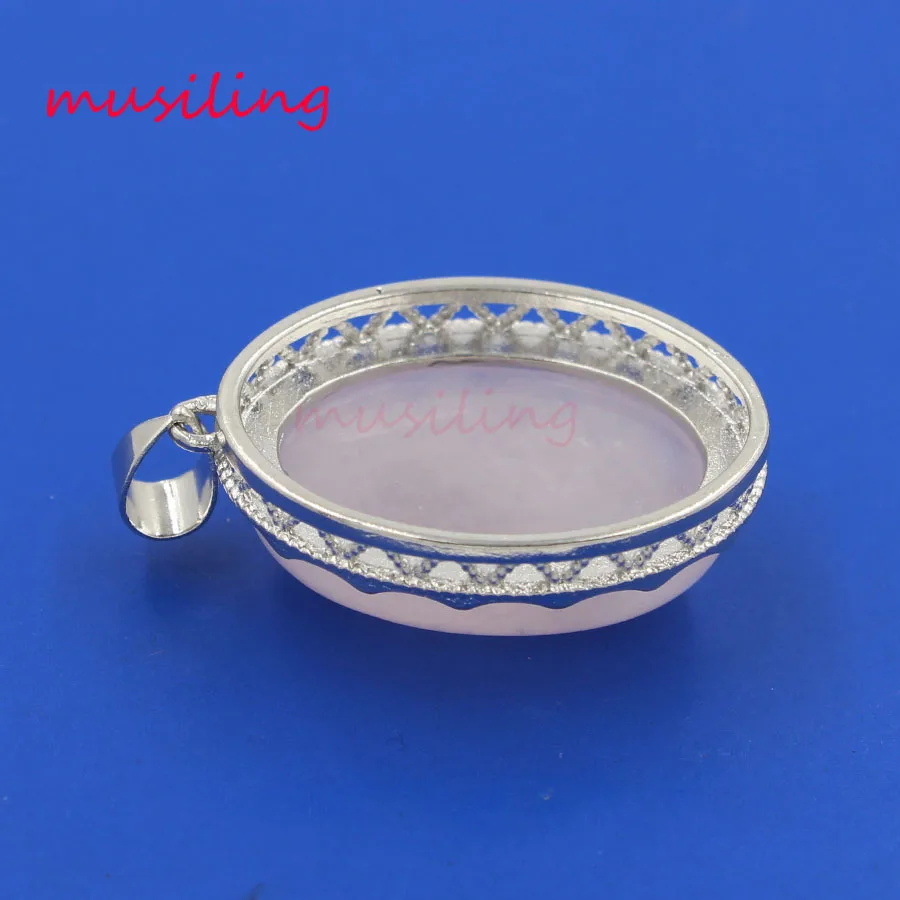 Натуральный овальный камень подвески ожерелье цепи с посеребренным покрытием