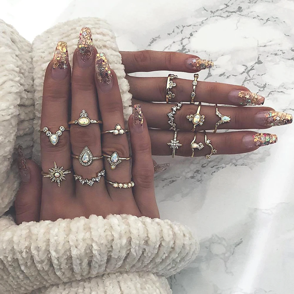 16 шт./компл. богемная Модная Золотая Корона в виде геометрических фигур звезды с