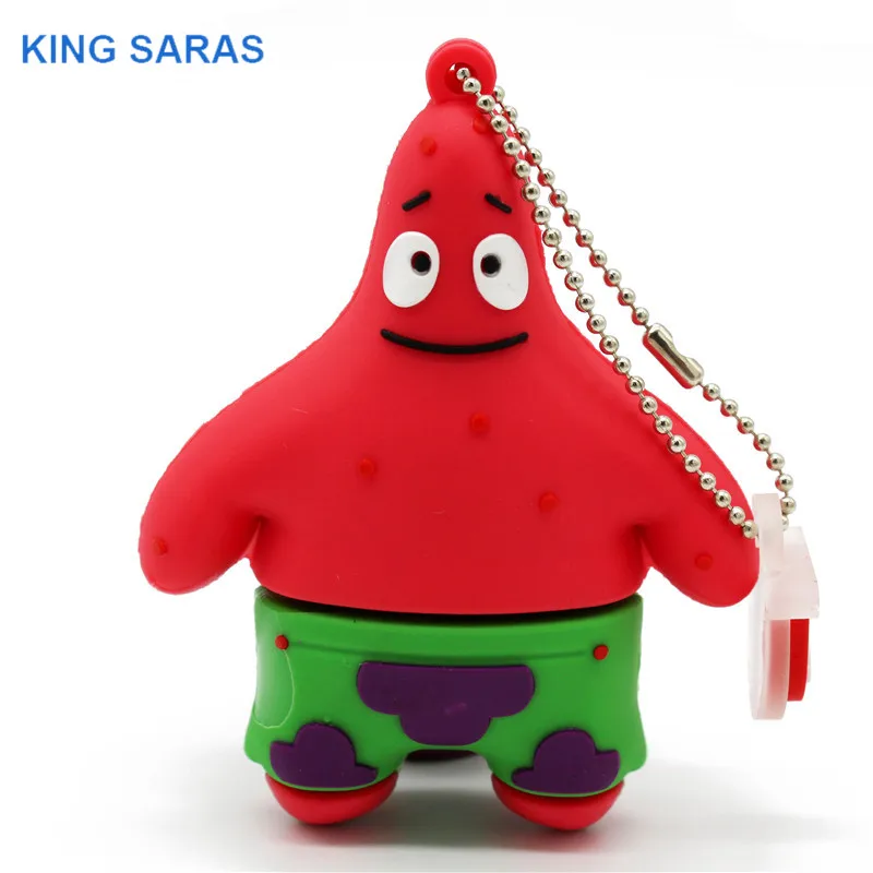KING SARAS классный милый usb флеш-накопитель Губка Боб usb 2,0 4 ГБ 8 ГБ 16 ГБ 32 ГБ Флешка 64 ГБ