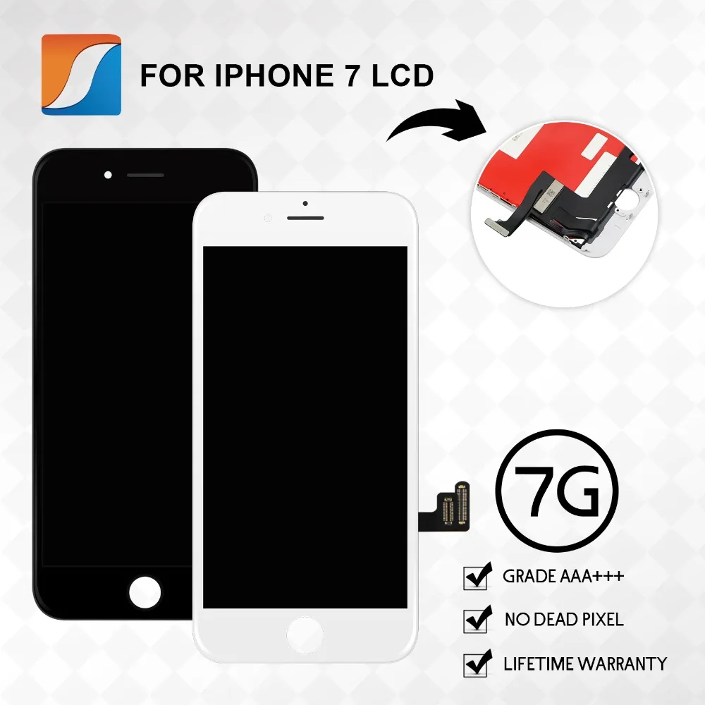ЖК-дисплей для iPhone 7 с сенсорным экраном 3D Force в сборе 100% дюйма отпечаток пальца
