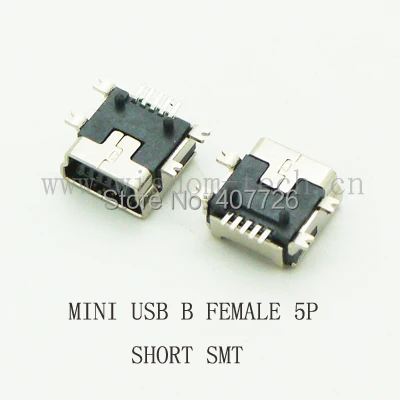 200 шт./лот мини разъем USB 2 0 Тип B 5 контактный SMT короткий корпус для