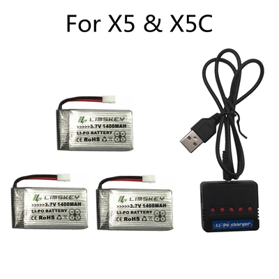 Светло-серый Вторая версия Limskey 1400mAh 3,7 V LiPo аккумулятор для SYMA X5SC X5SW X5HW X5HC X5UW аккумулятор с зарядным устройством Радиоуправляемый Дрон 3,7 V 1400 mah - Цвет: Светло-серый