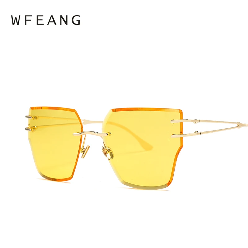 WFEANG 2019 Солнцезащитные очки женские роскошные кошачий глаз фирменный дизайн без