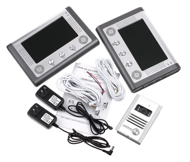

7 Inch Color LCD Night Vision Video Door Phone Door Phone Intercom System with 1 Camera + 2 Monitor Kit