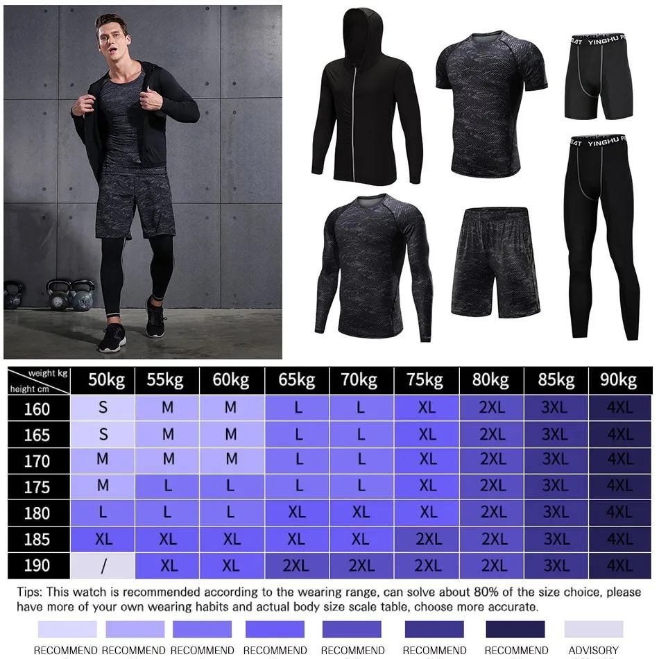 Спортивный костюм WorthWhile 5 шт./компл. мужской компрессионная одежда для спортзала