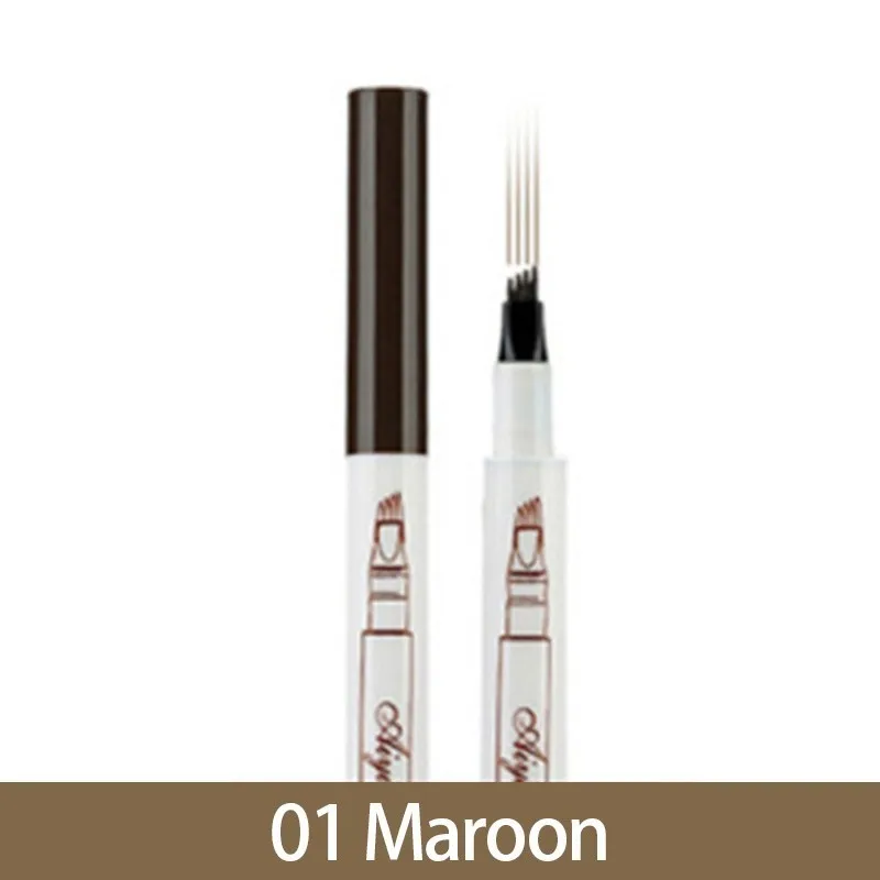 01 maroon Водостойкая микроблейдинг ручка краска для бровей Татуировка ручка 4 головки Жидкий Макияж бровей чернильный карандаш Красота Косметика длительная - Цвет: 01 maroon