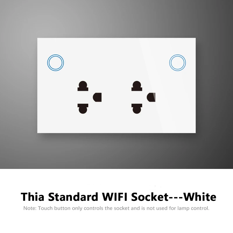 Thai WIFI White Тайская 3 Pin двойная Wi-Fi умная розетка 10A, стеклянная панель сенсорный голос и управление приложением вкл/выкл, может работать для Alexa/Google Assistant - Тип: Thai WIFI White