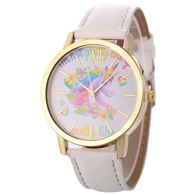 Модные часы с единорогом женские милые золотые Звездные деко кожаные