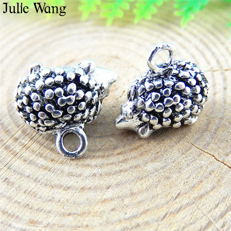 Julie Wang 10 шт. подвески из сплава ежик ожерелье в античном стиле серебряного цвета с