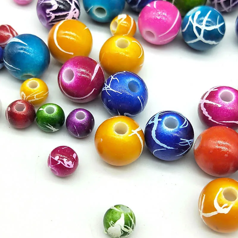 Круглые акриловые шарики ручной работы для брелоки браслетов и ожерелий 6/10 мм