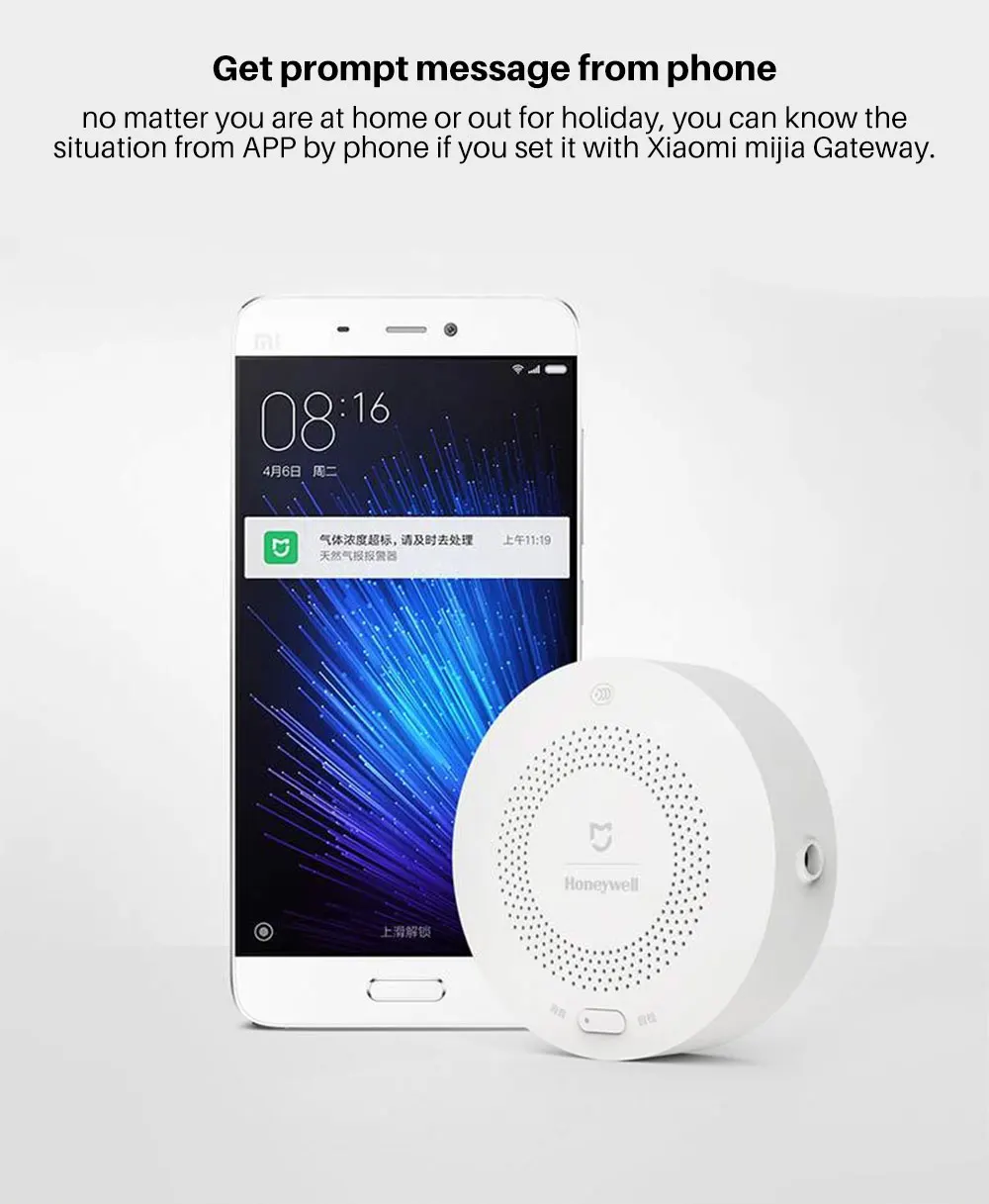 Xiaomi газовый датчик сигнализации Honeywell детектор дыма мониторинг пожарной защиты потолок и стены легко установить приложение Mijia дистанционное управление