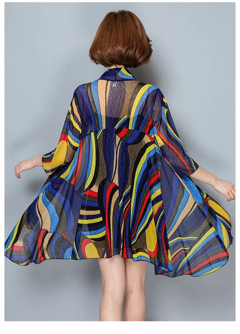 Женские блузы повседневные свободные длинные шифоновые кимоно кардиган Feminino с