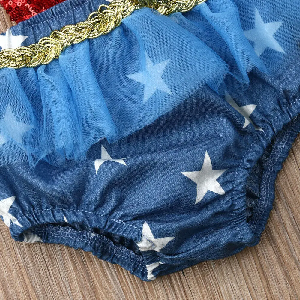 Детская одежда для маленьких девочек 4th of July блесток боди с балетной пачкой