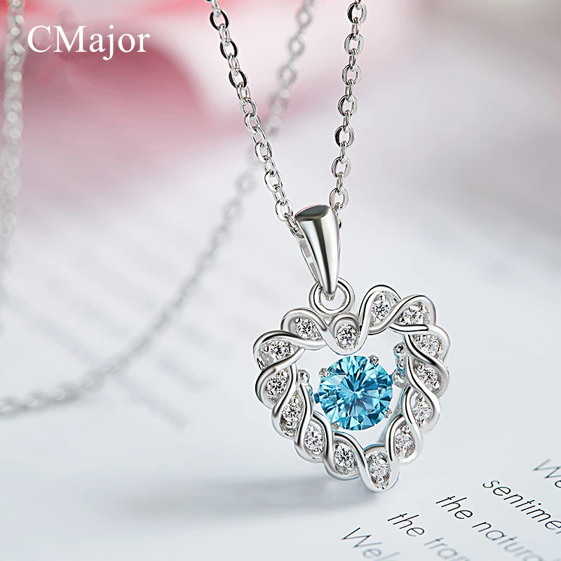 CMajor нежный танцующий камень в виде сердца кулон ожерелье для женщин серебро