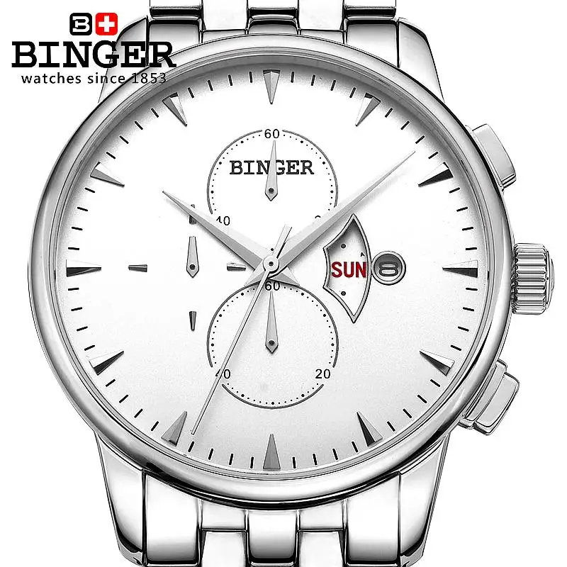 Швейцарские мужские часы роскошные брендовые наручные BINGER Кварцевые полностью