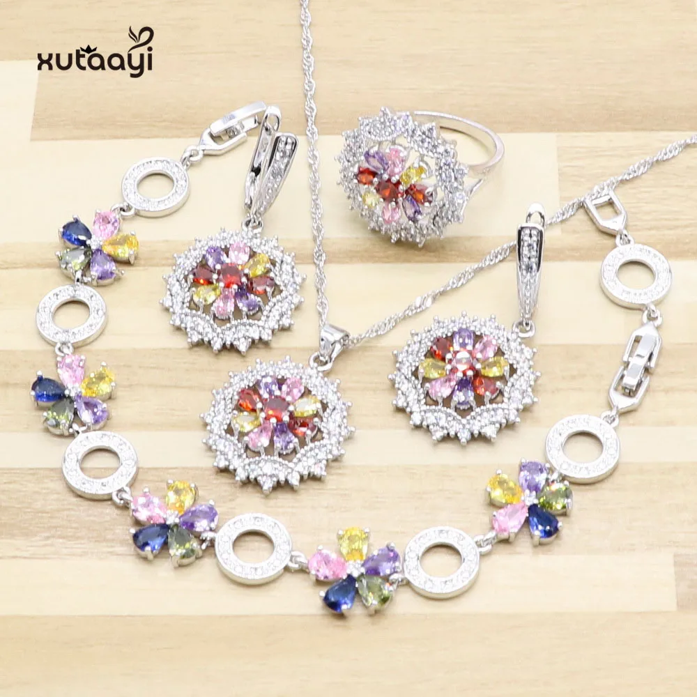 XUTAAYI 2019 Новые Серебряные Ювелирные наборы для женщин разноцветное