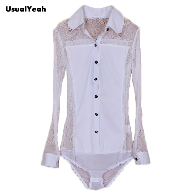 UsualYeah Женская мода Сексуальная кружевная с длинным рукавом OL женская одежда для