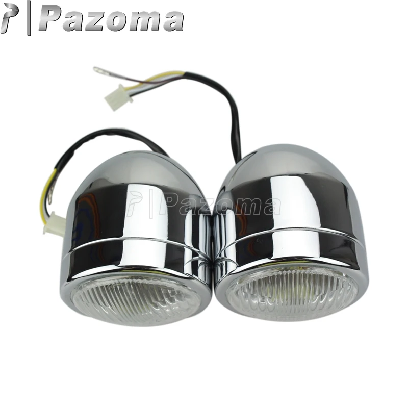 Хром уличные велосипеды двойной Головной фонарь H4 12 В для Suzuki DR RM 2SV650 GSF600 CB75 |