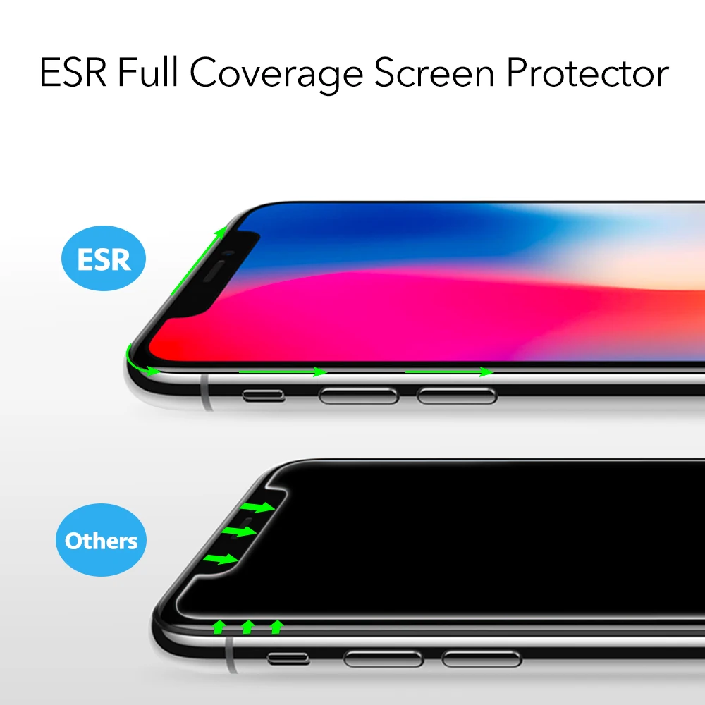 3 шт./лот ESR Защита экрана для iPhone X закаленное стекло 5X более прочная защитная пленка для iPhone 6 6S 7 8 Plus стекло+ аппликатор